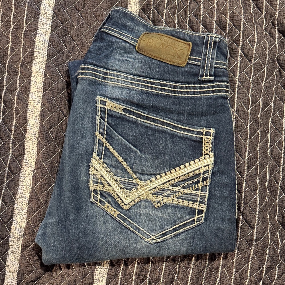 Buckle Dark Blue Denim Jeans